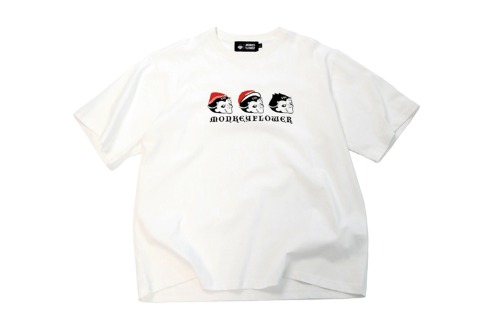 [몽키플라워] 공용 몽키 트리오 프린트 티셔츠/MS0WTS25U WHITE